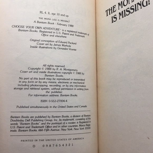 Choose Your Own Adventure #76 The Mona Lisa is Missing! By Ramsey Montgomery - Picture 6 of 8